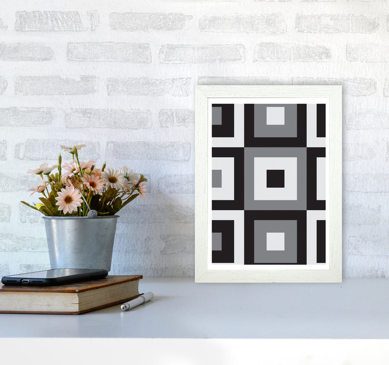 Grey Abstract Patterns 1 Modern Print A4 Oak Frame
