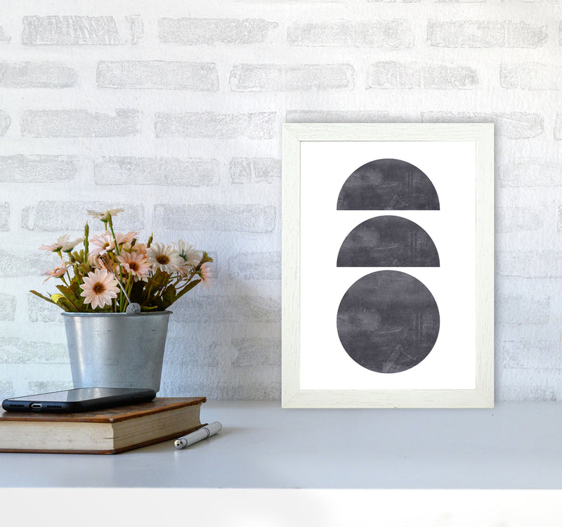 Abstract Scratched Texture Circles Modern Print A4 Oak Frame