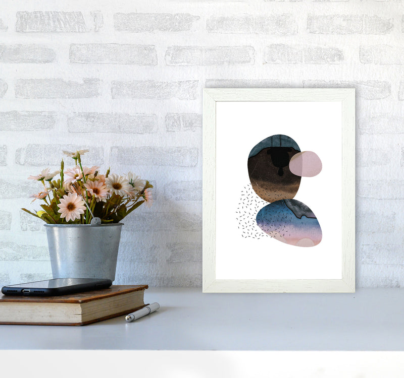 Pastel And Sand Abstract Shapes Modern Print A4 Oak Frame