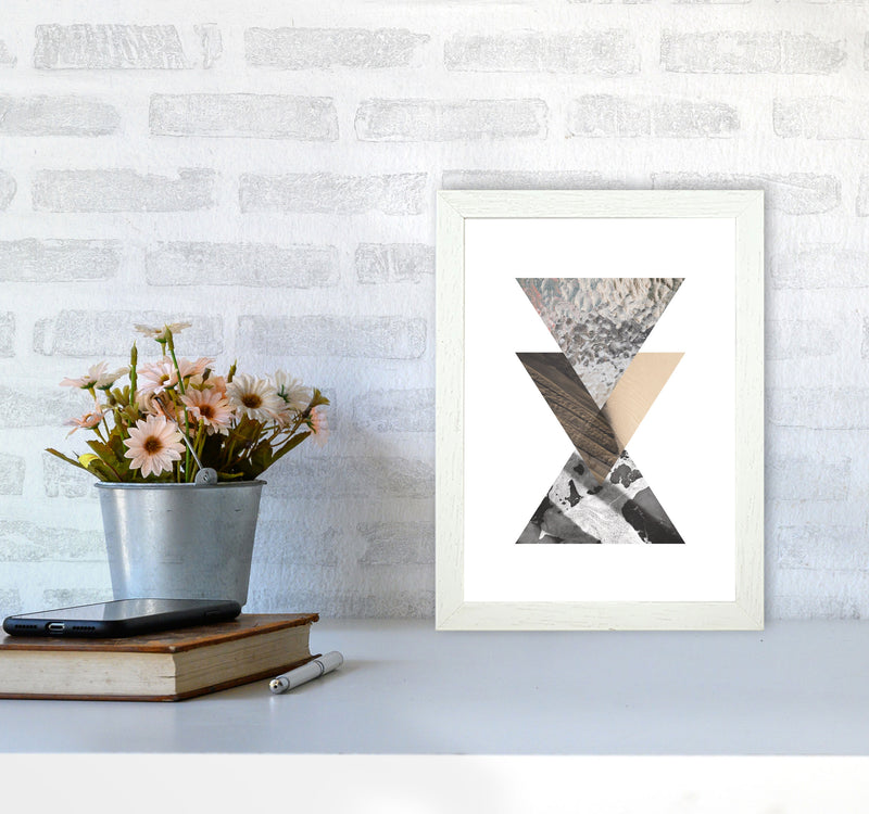 Sand, Glass And Shadow Abstract Triangles Modern Print A4 Oak Frame