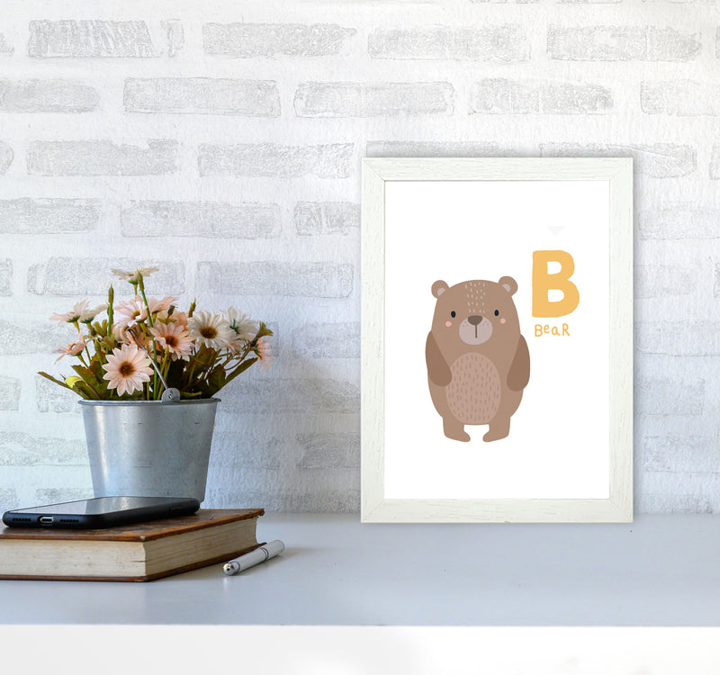 Alphabet Animals, B Is Forbear Framed Nursey Wall Art Print A4 Oak Frame
