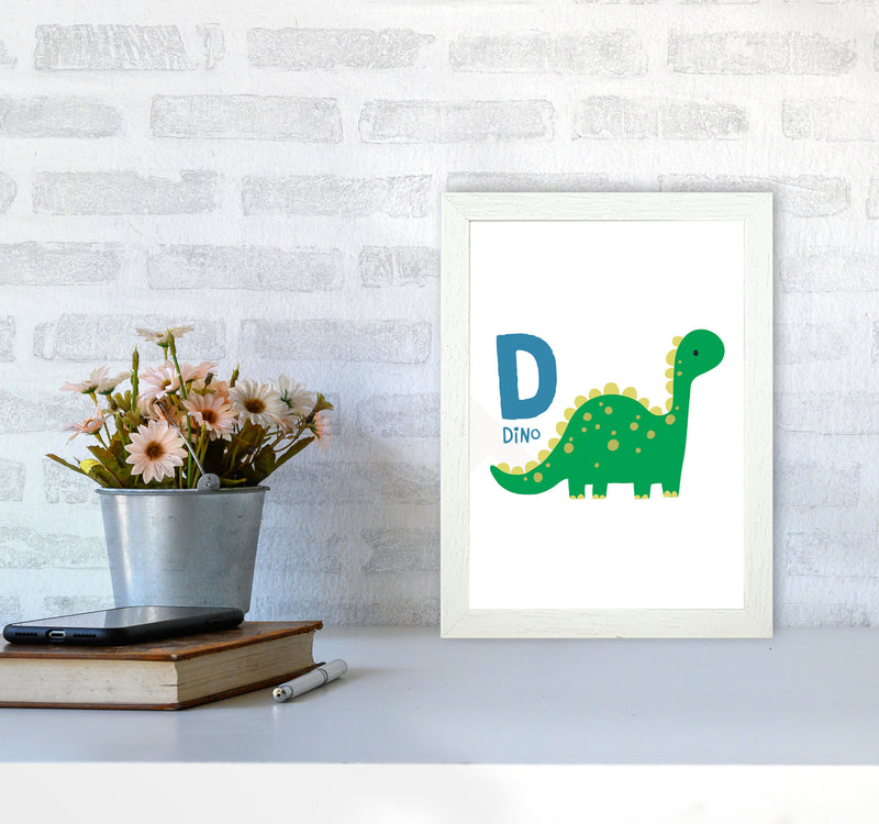 Alphabet Animals, D Is For Dino Framed Nursey Wall Art Print A4 Oak Frame