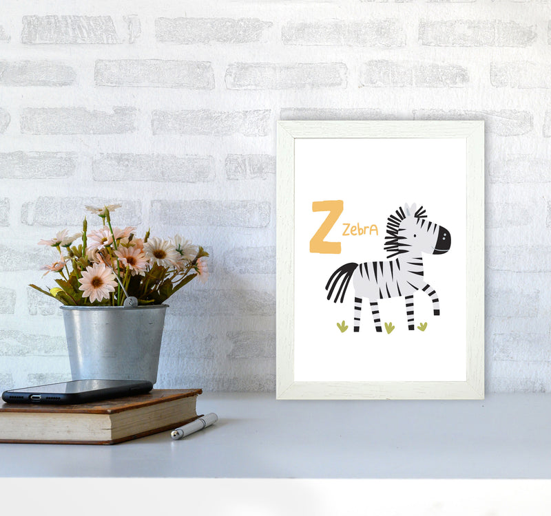 Alphabet Animals, Z Is For Zebra Framed Nursey Wall Art Print A4 Oak Frame