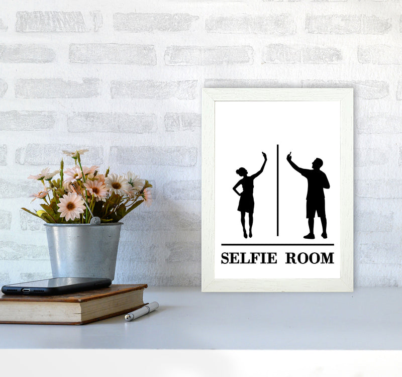 Selfie Room, Bathroom Modern Print, Framed Bathroom Wall Art A4 Oak Frame