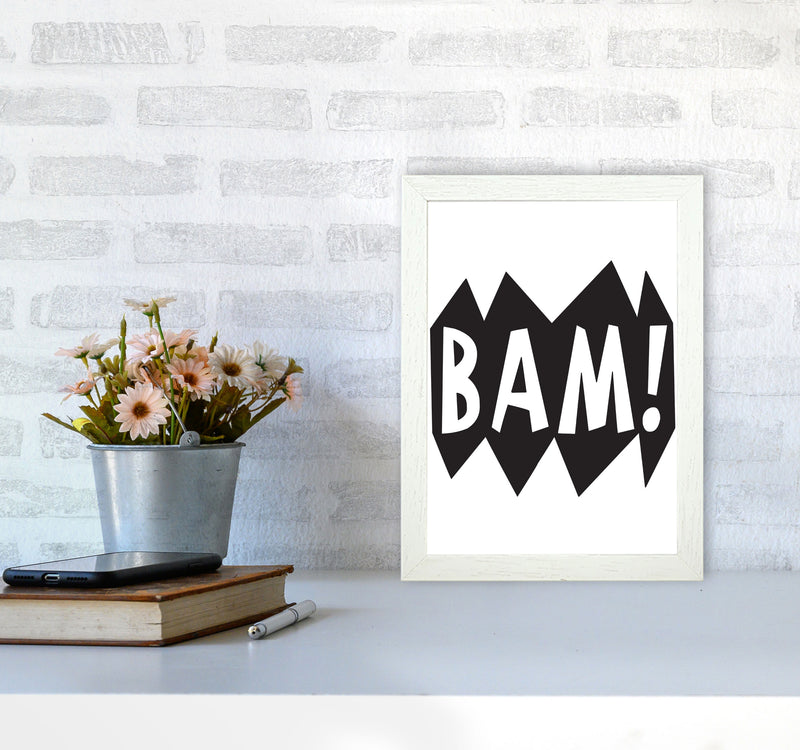 BAM! Black Framed Nursey Wall Art Print A4 Oak Frame