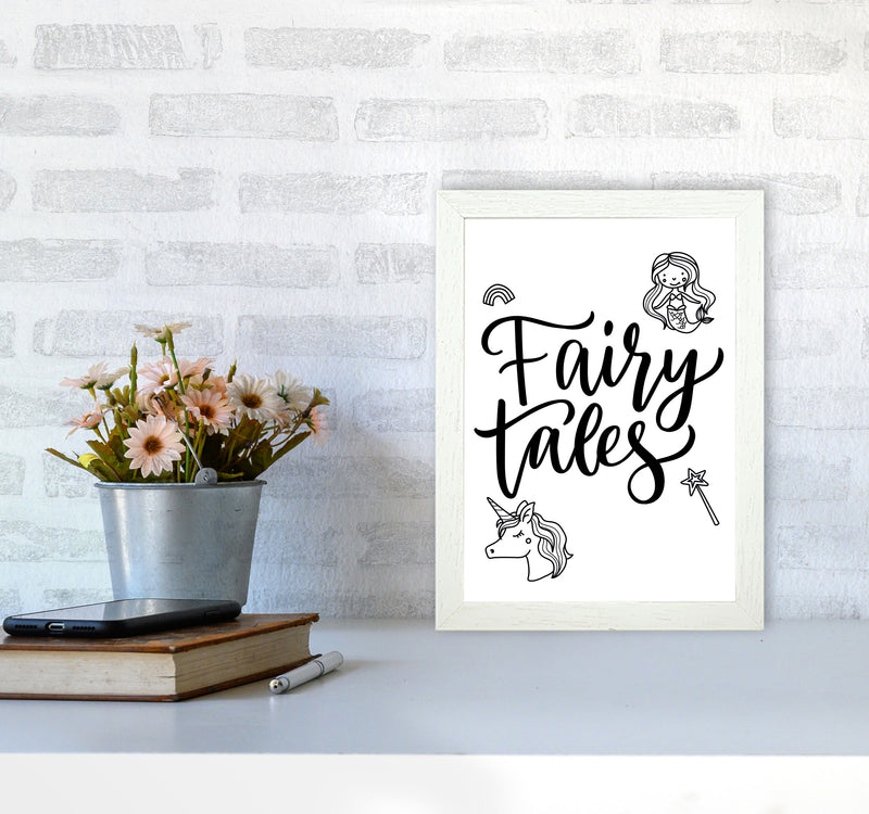 Fairy Tales Black Framed Nursey Wall Art Print A4 Oak Frame