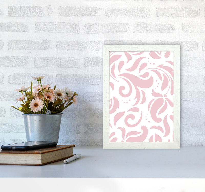 Pink Floral Pattern Modern Print A4 Oak Frame