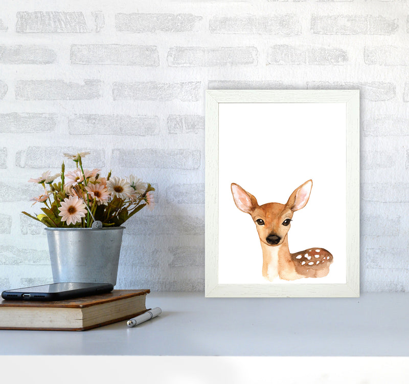 Forest Friends, Cute Deer Modern Print Animal Art Print A4 Oak Frame