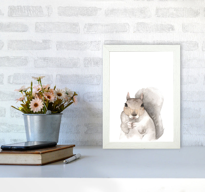 Forest Friends, Cute Squirrel Modern Print Animal Art Print A4 Oak Frame
