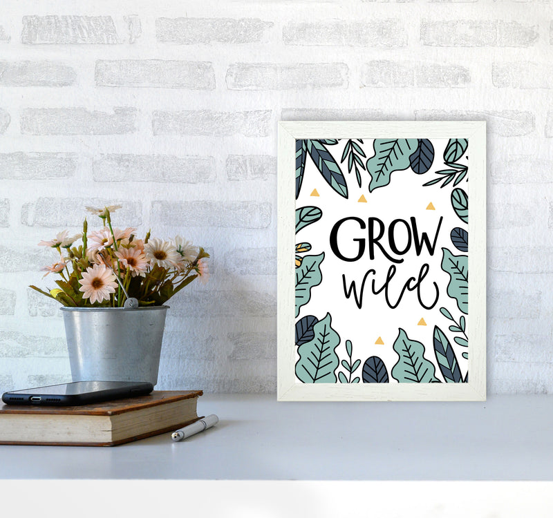 Grow Wild Floral Modern Print, Framed Kitchen Wall Art A4 Oak Frame