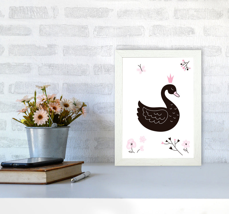 Black Swan Modern Print Animal Art Print A4 Oak Frame