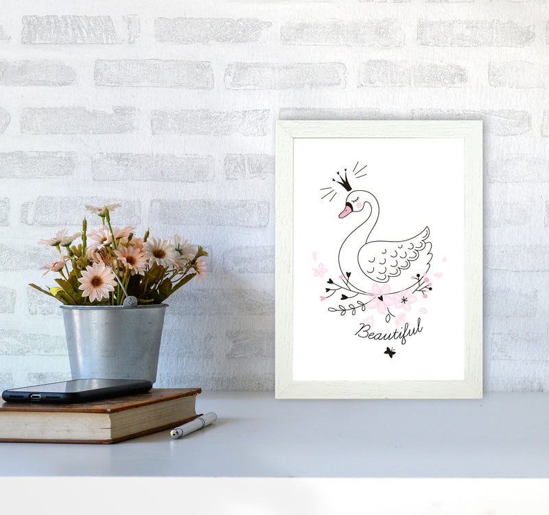 Beautiful Swan Modern Print Animal Art Print A4 Oak Frame