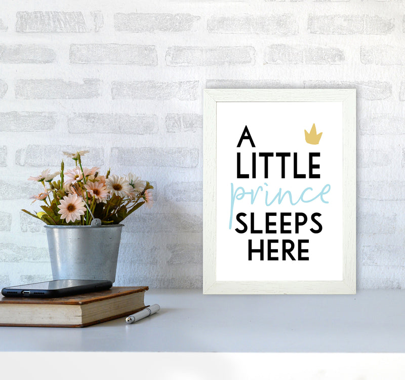 A Little Prince Sleeps Here Framed Nursey Wall Art Print A4 Oak Frame