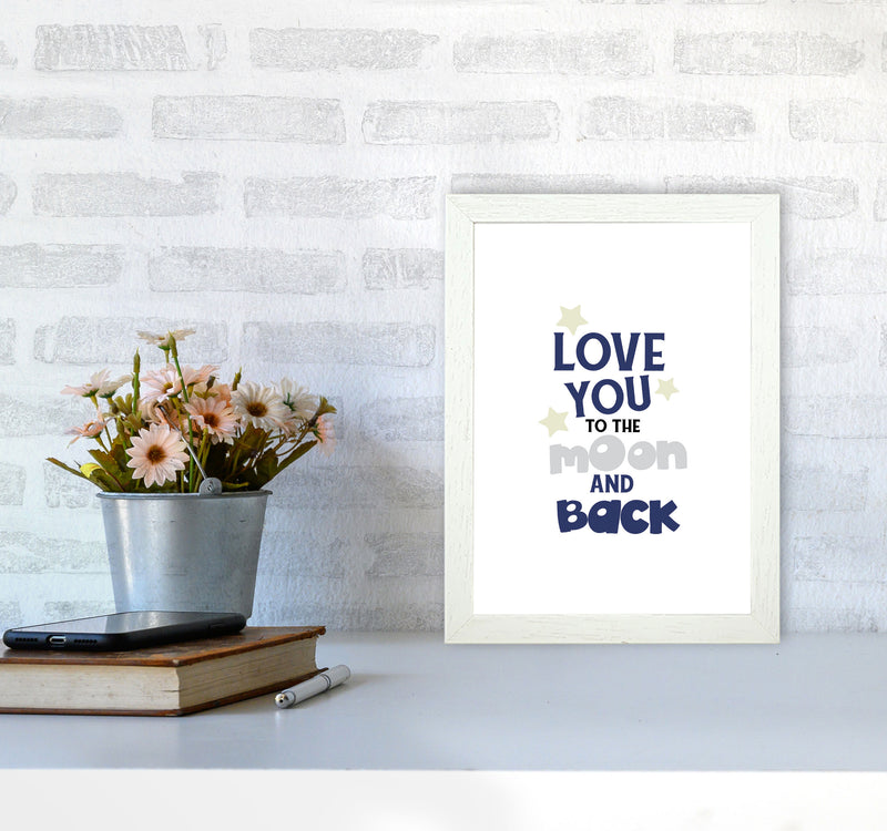 Love You To The Moon And Back Framed Typography Wall Art Print A4 Oak Frame