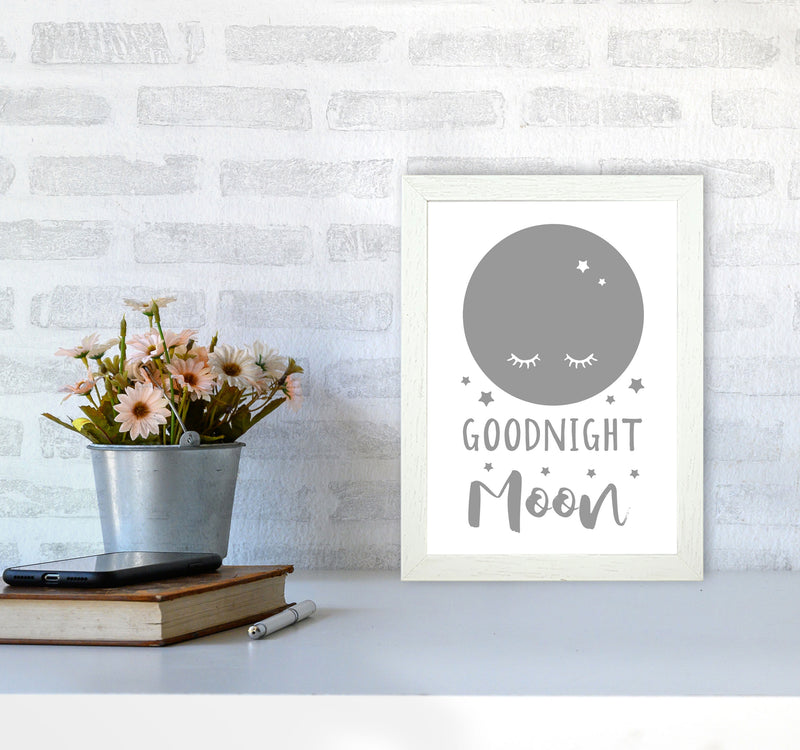 Goodnight Moon Grey Framed Nursey Wall Art Print A4 Oak Frame