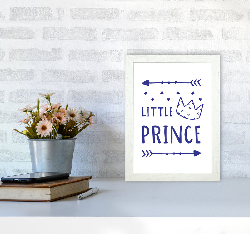 Little Prince Navy Framed Nursey Wall Art Print A4 Oak Frame