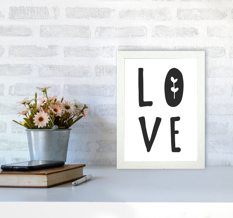 Love Black Framed Typography Wall Art Print A4 Oak Frame