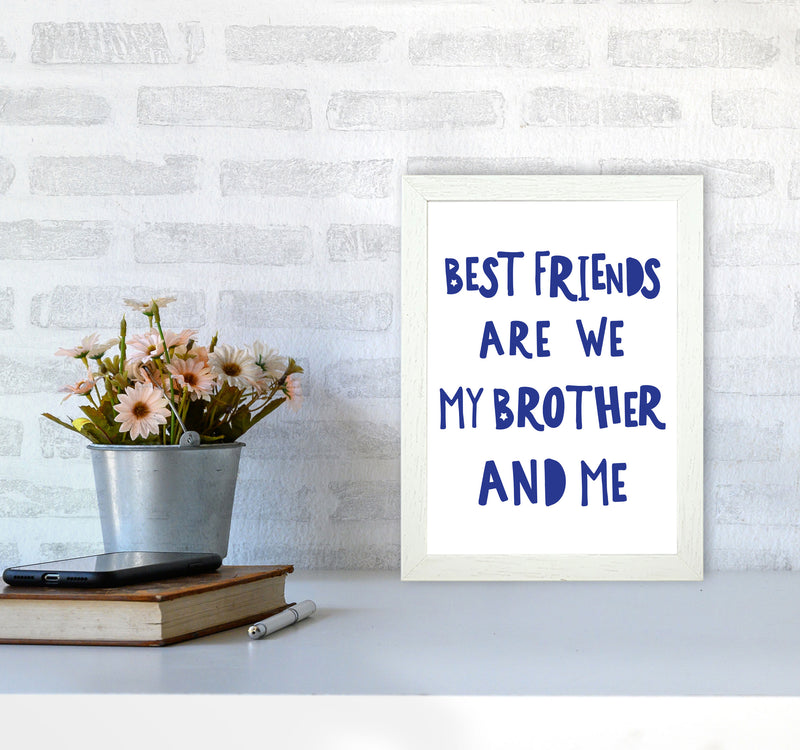 Brother Best Friends Navy Framed Nursey Wall Art Print A4 Oak Frame