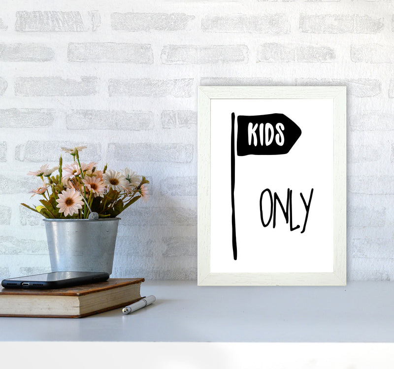 Kids Only Black Framed Nursey Wall Art Print A4 Oak Frame