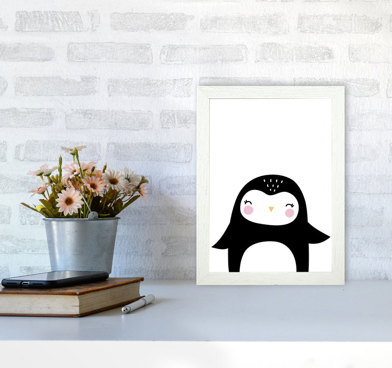 Penguin Modern Print Animal Art Print A4 Oak Frame