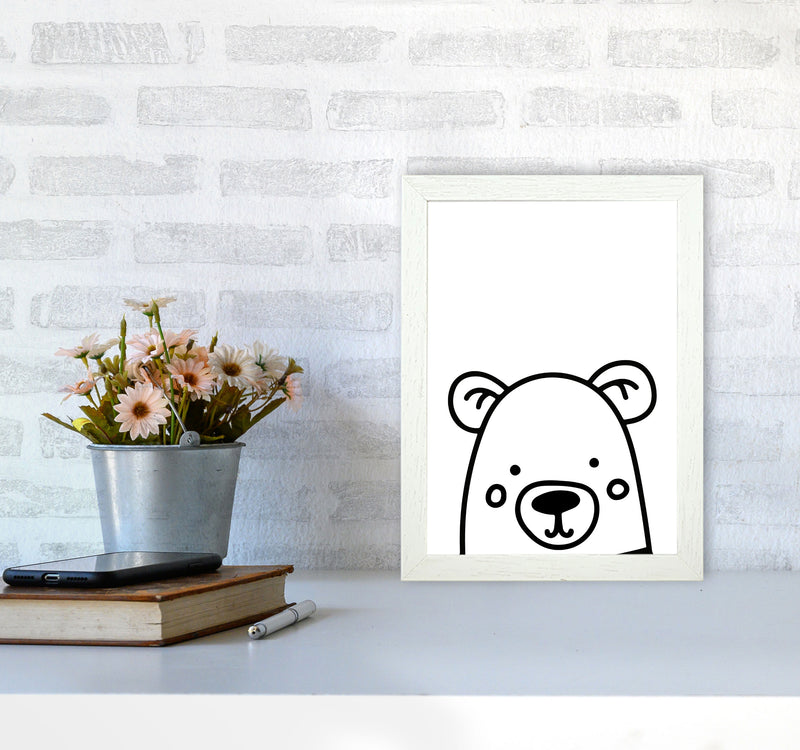 Black And White Bear Modern Print Animal Art Print A4 Oak Frame