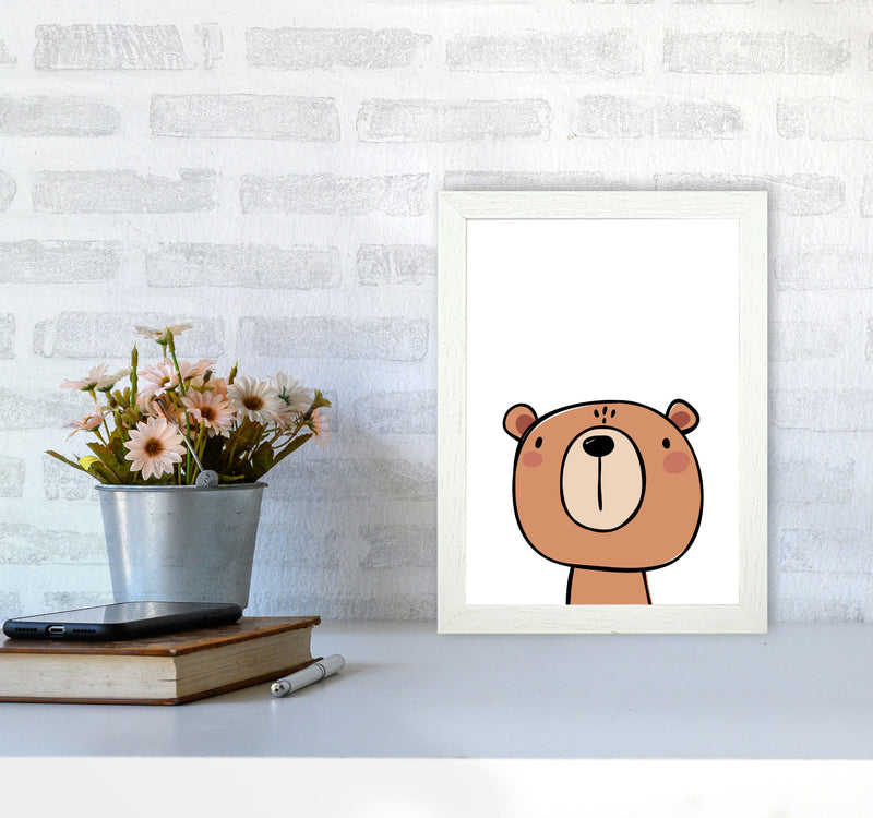 Brown Bear Modern Print Animal Art Print A4 Oak Frame
