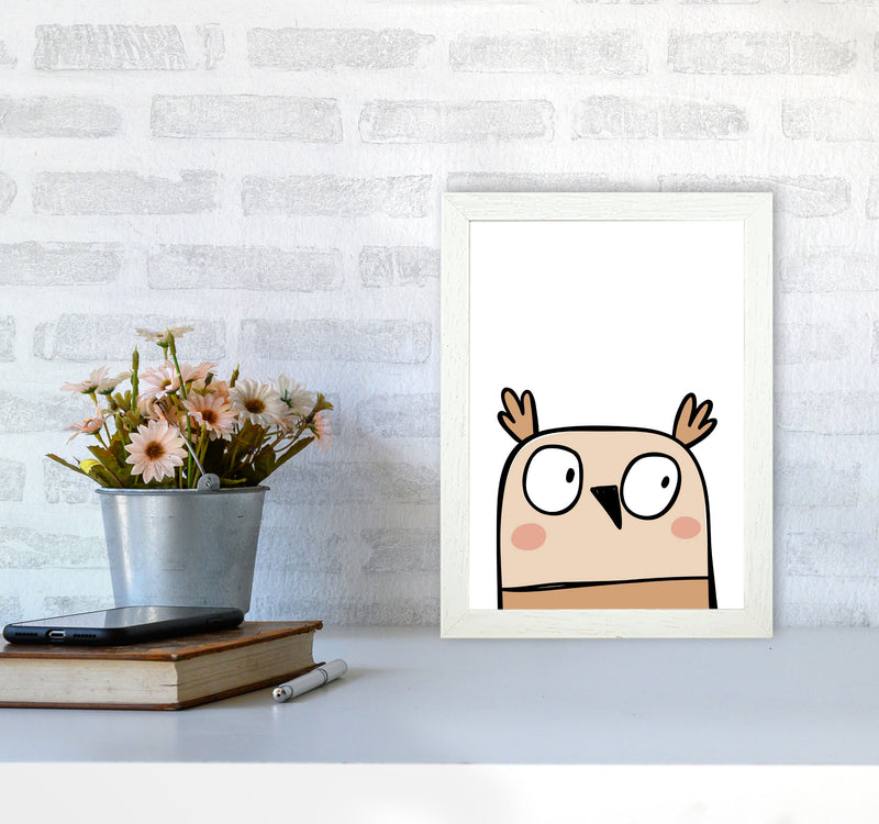 Scandi Owl Framed Nursey Wall Art Print A4 Oak Frame