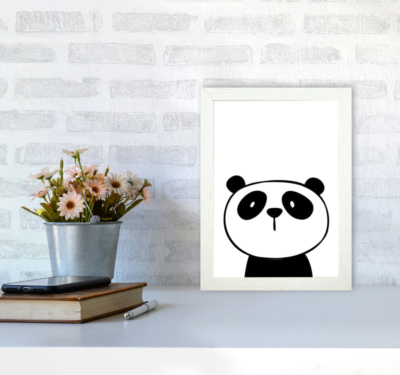 Scandi Panda Framed Nursey Wall Art Print A4 Oak Frame