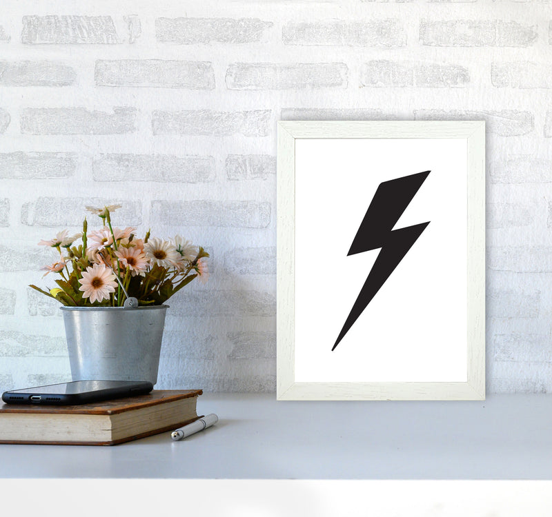 Lightning Bolt Framed Nursey Wall Art Print A4 Oak Frame