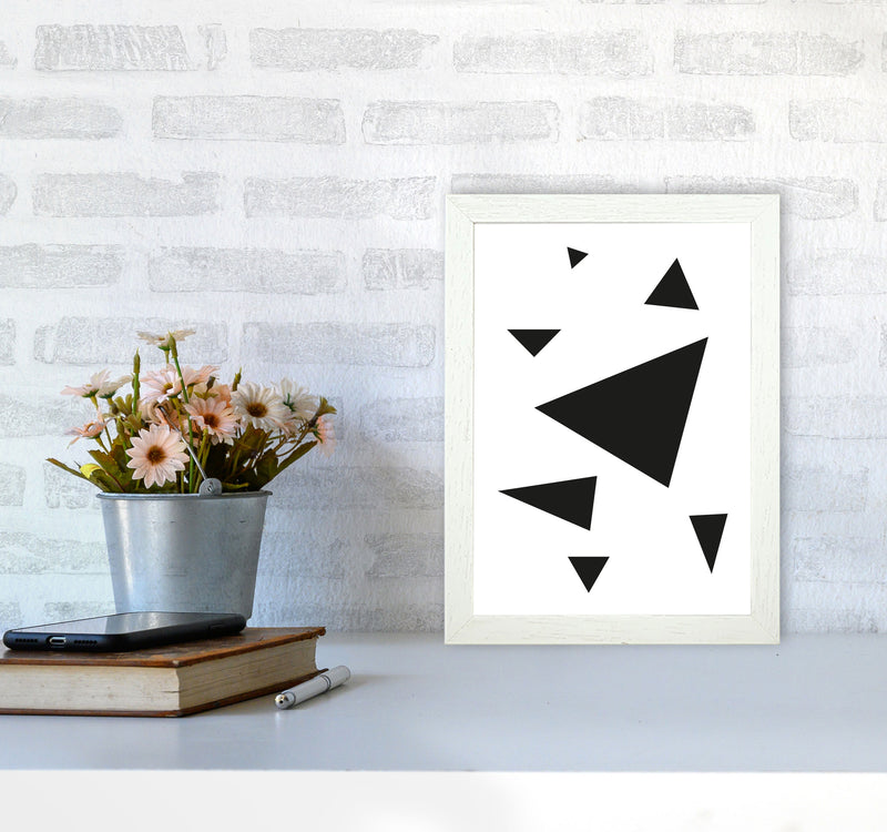Black Abstract Triangles Modern Print A4 Oak Frame