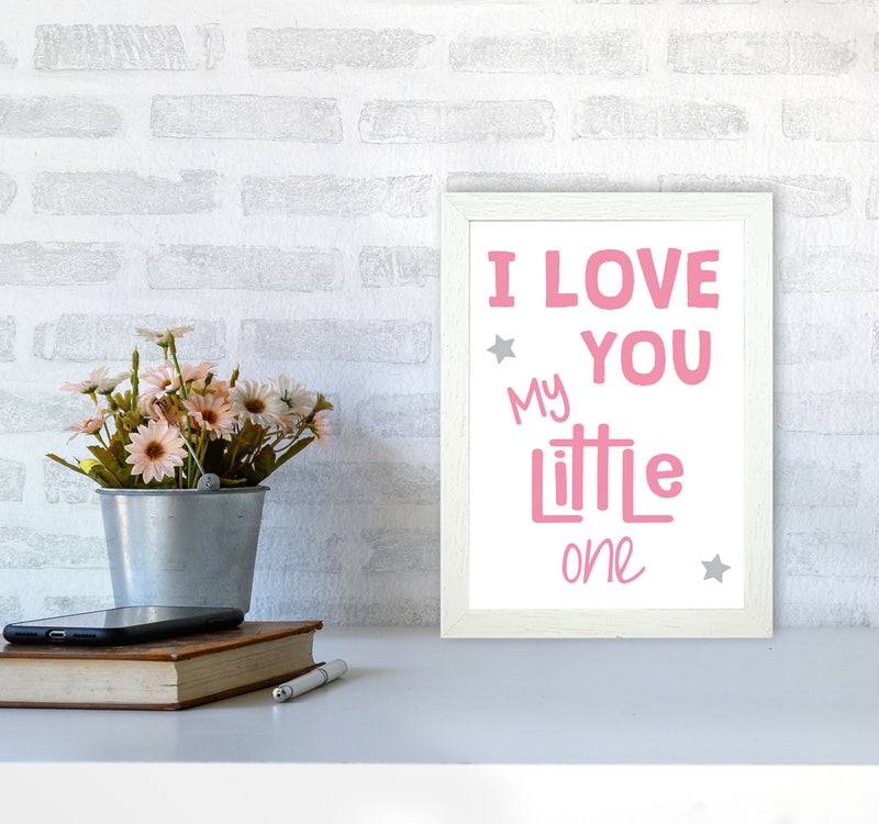 I Love You Little One Pink Framed Nursey Wall Art Print A4 Oak Frame