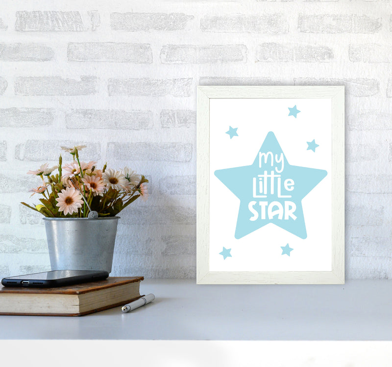 My Little Star Blue Framed Nursey Wall Art Print A4 Oak Frame
