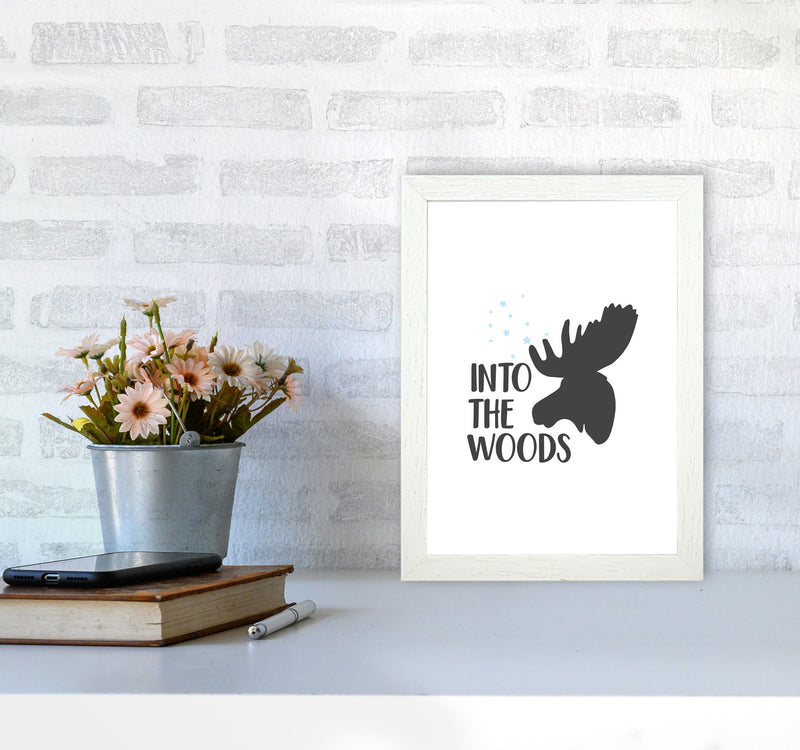 Into The Woods Framed Typography Wall Art Print A4 Oak Frame