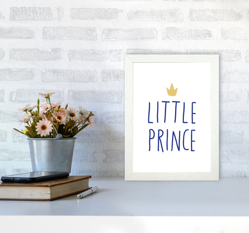 Little Prince Navy And Gold Framed Nursey Wall Art Print A4 Oak Frame