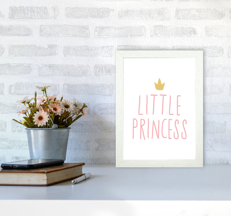 Little Princess Pink And Gold Framed Nursey Wall Art Print A4 Oak Frame