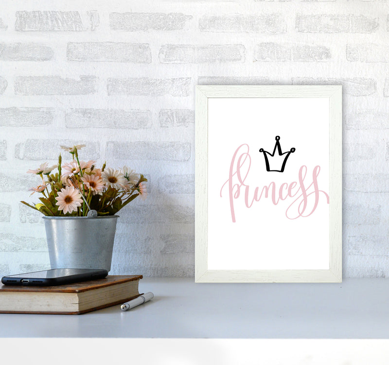 Princess Pink And Black Framed Nursey Wall Art Print A4 Oak Frame