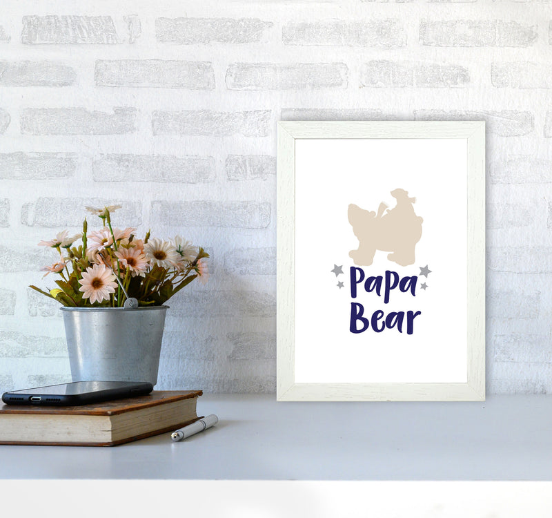 Papa Bear Framed Nursey Wall Art Print A4 Oak Frame