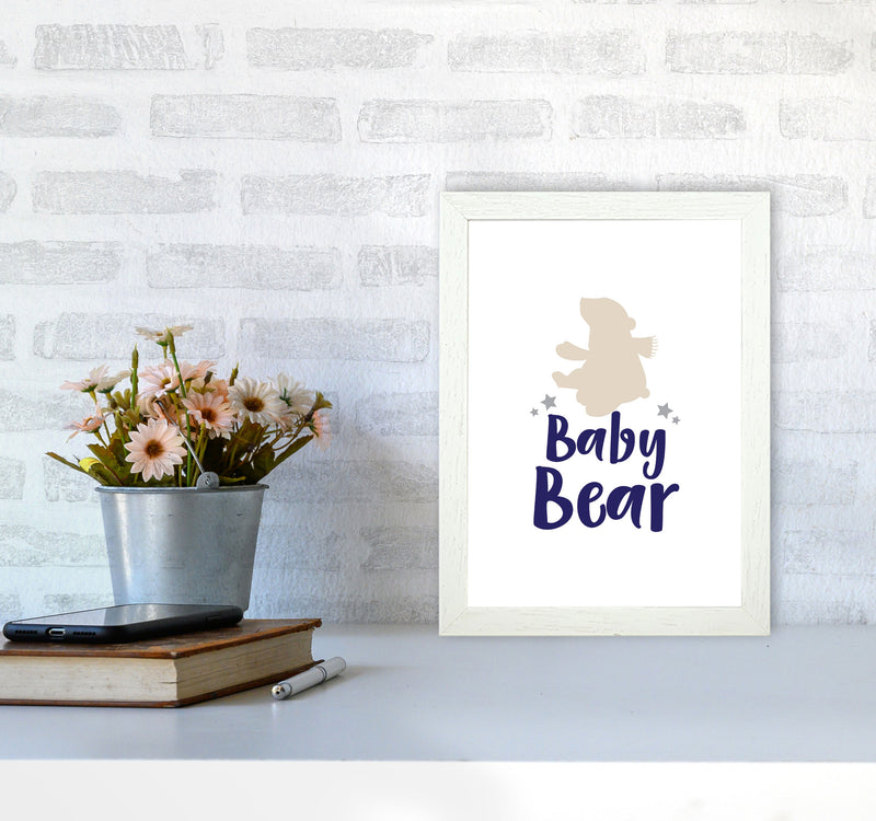 Baby Bear Framed Nursey Wall Art Print A4 Oak Frame