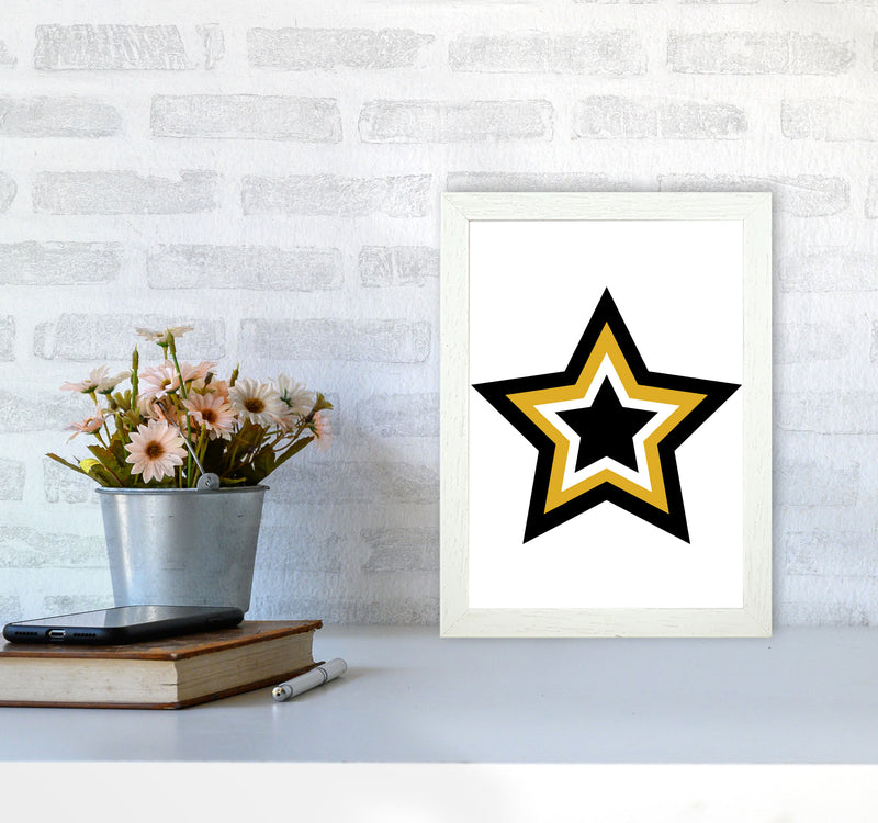 Mustard And Black Layered Star Modern Print A4 Oak Frame