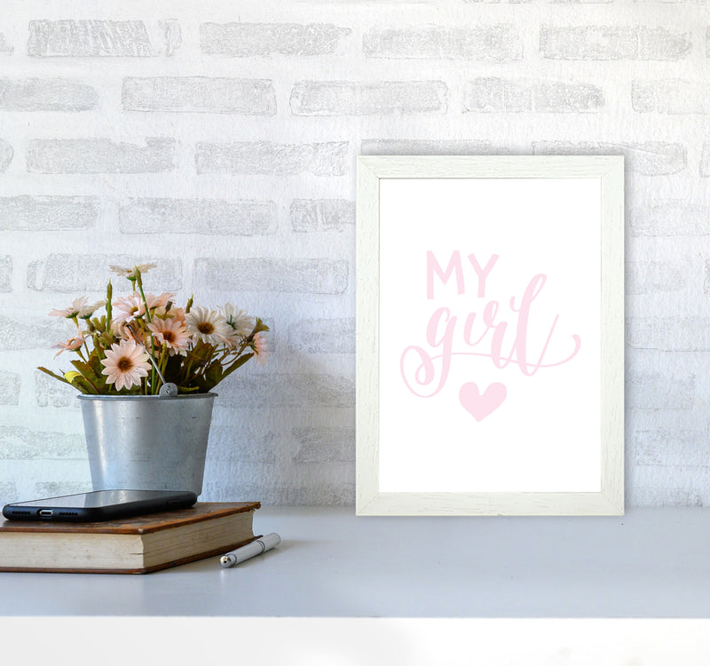 My Girl Pink Framed Nursey Wall Art Print A4 Oak Frame