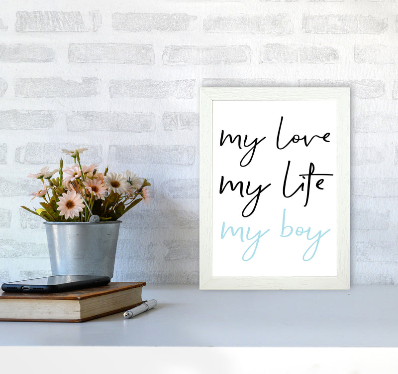 My Love My Life My Boy Framed Nursey Wall Art Print A4 Oak Frame