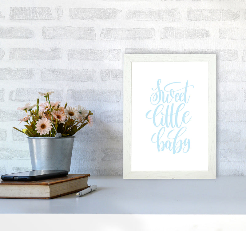 Sweet Little Baby Blue Framed Nursey Wall Art Print A4 Oak Frame