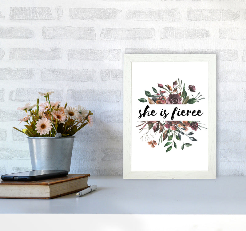 She Is Fierce Mixed Floral Modern Print A4 Oak Frame
