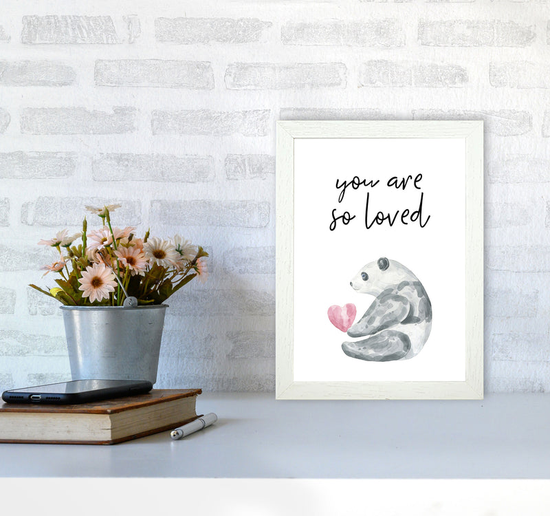 Panda You Are So Loved Framed Nursey Wall Art Print A4 Oak Frame