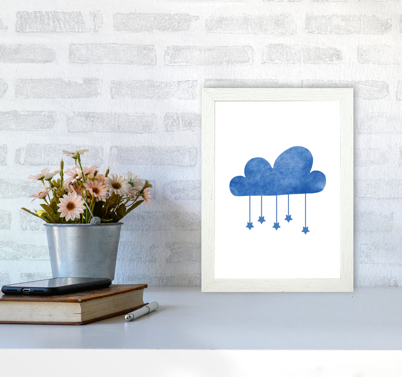 Blue Cloud Watercolour Modern Print A4 Oak Frame