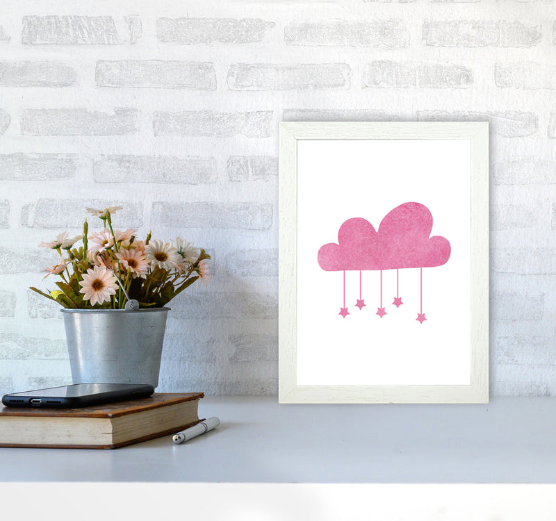 Pink Cloud Watercolour Modern Print A4 Oak Frame