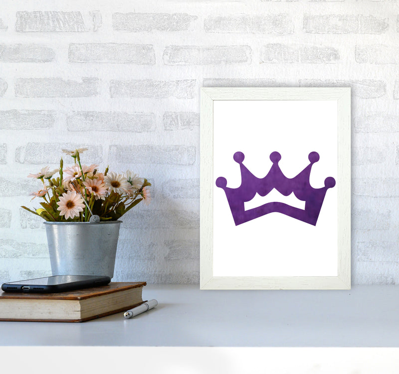 Purple Crown Watercolour Modern Print A4 Oak Frame