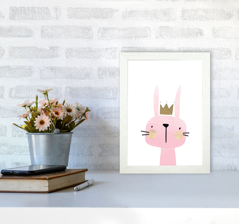 Scandi Bunny Watercolour Framed Nursey Wall Art Print A4 Oak Frame