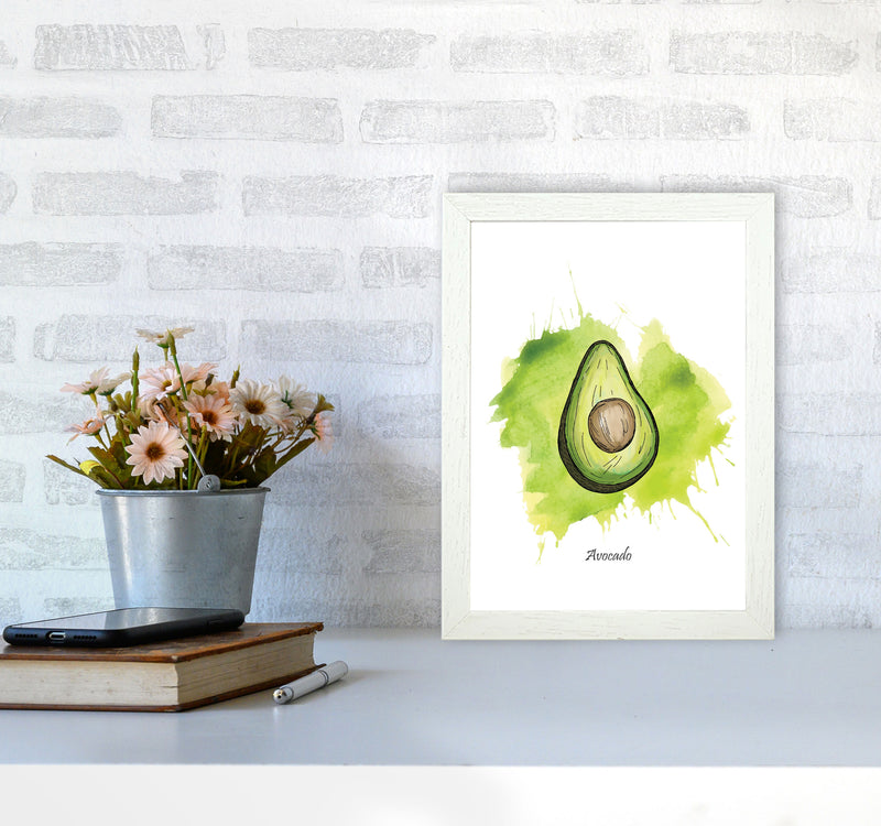 Avocado Modern Print, Framed Kitchen Wall Art A4 Oak Frame