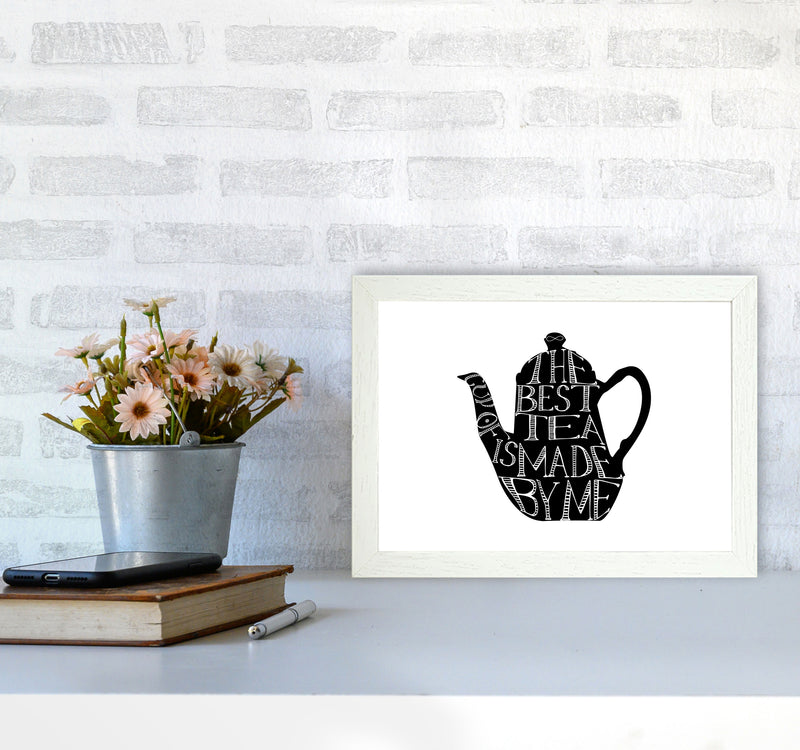 The Best Tea Modern Print, Framed Kitchen Wall Art A4 Oak Frame